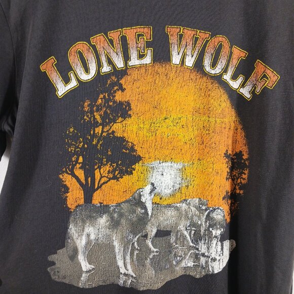 Chaser NWT "Lone Wolf" Small Graphic Short Sleeve Tee Brown, Orange, Cream, Gray - Picture 11 of 15